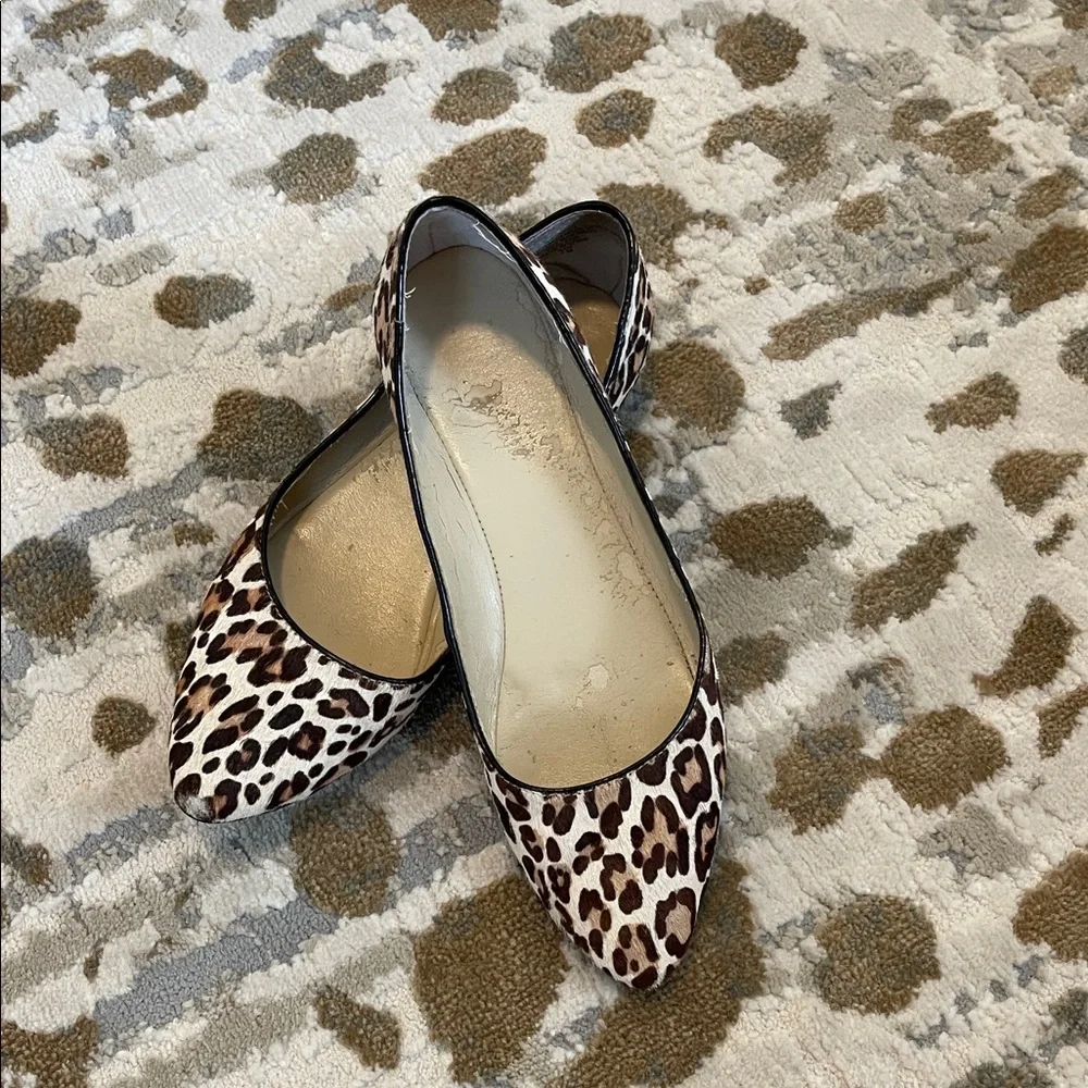 Nine West Leopard Print Calf Hair Flats Size 7 Almond Toe Slip On